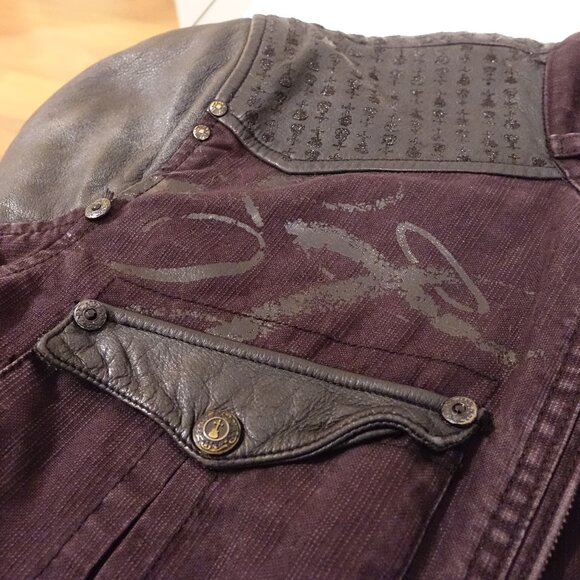 Elvis Jesus Leather Denim Mens Black Medium Biker Jacket - Picture 6 of 16